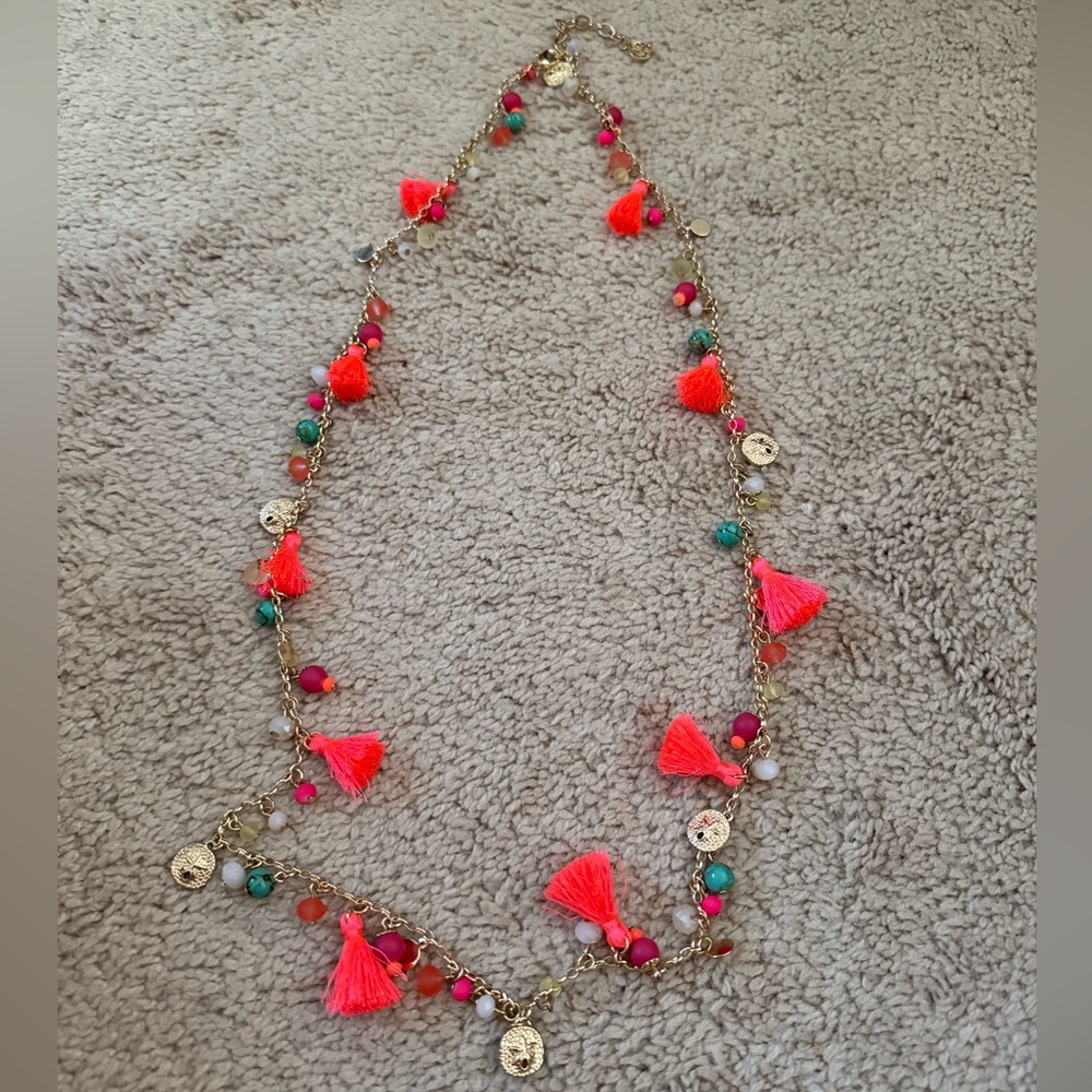 Vibrant Tassel Necklace with Gold Accents